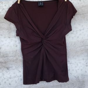 Chocolate Stretch Top with knot detailing size M